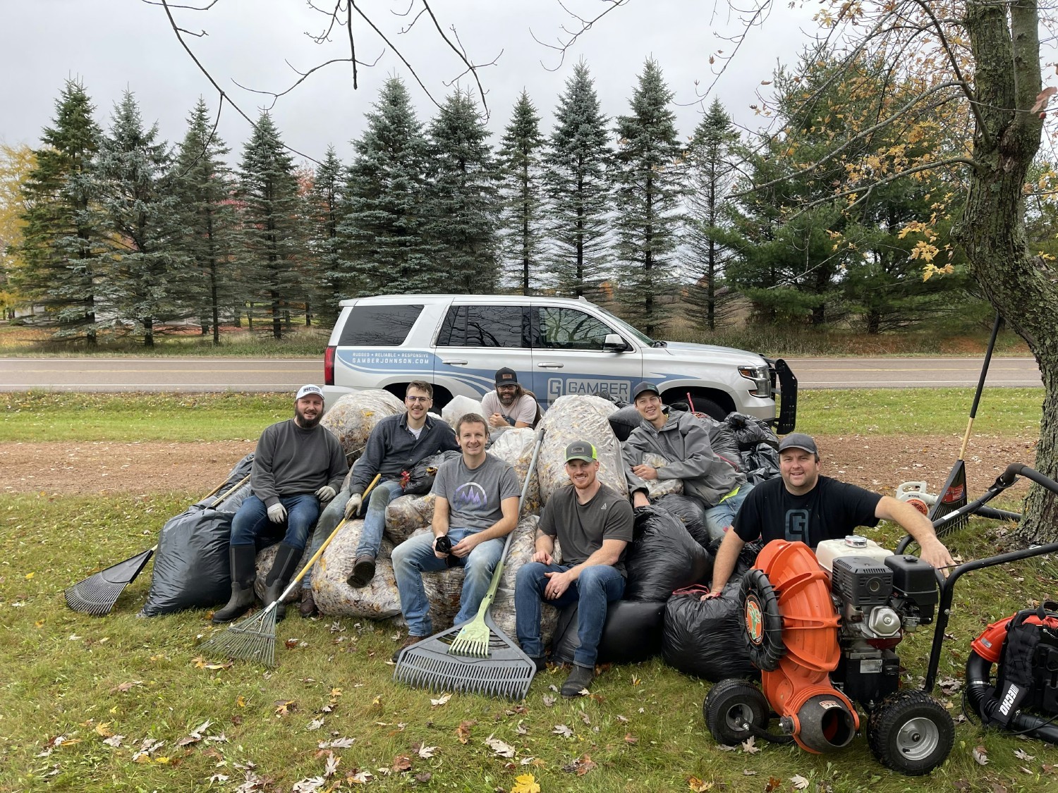 Team members used their volunteer day of to rake leaves for United Way rake-a-thon.