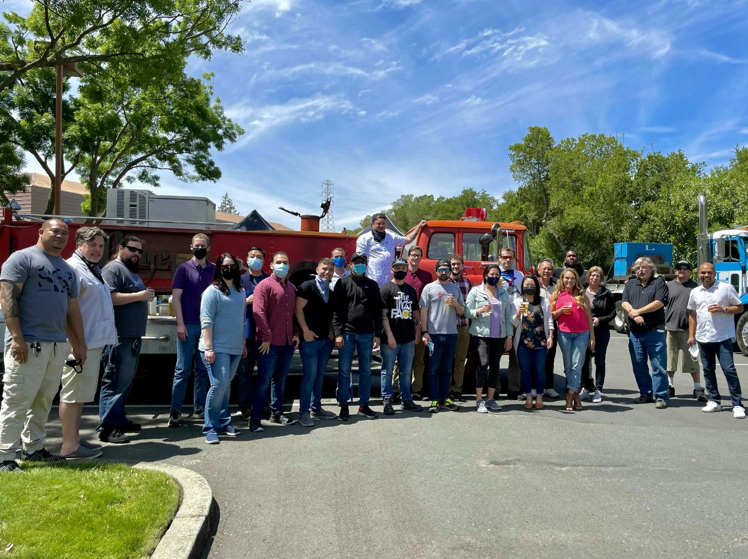 Our company celebrating a tool shipment with the Forge Pizza Fire Truck! 