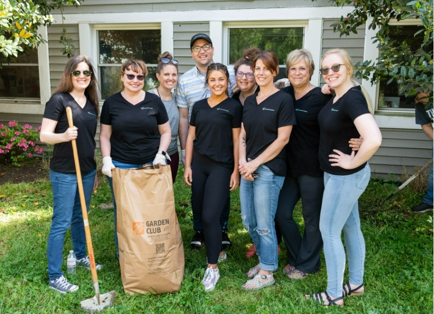 The Intrinsic Digital Team volunteers at the SPCA of Anne Arundel County (a local animal shelter) for Earth Day by helping to clean up the grounds.
