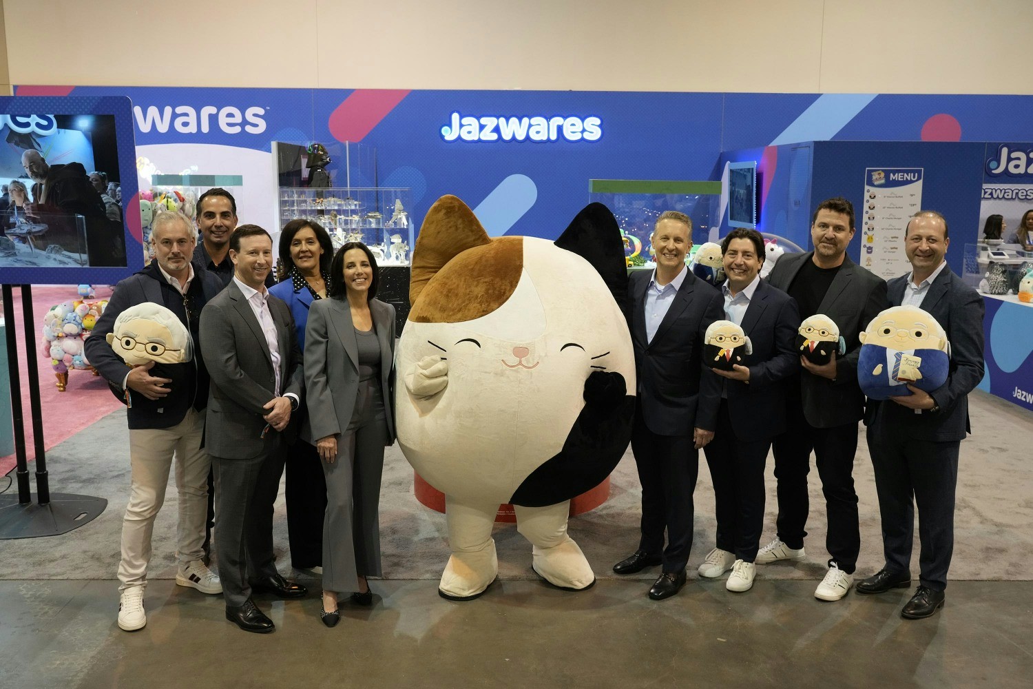 Jazwares leadership and Cam the Cat attend the Berkshire Hathaway Annual Shareholders Meeting