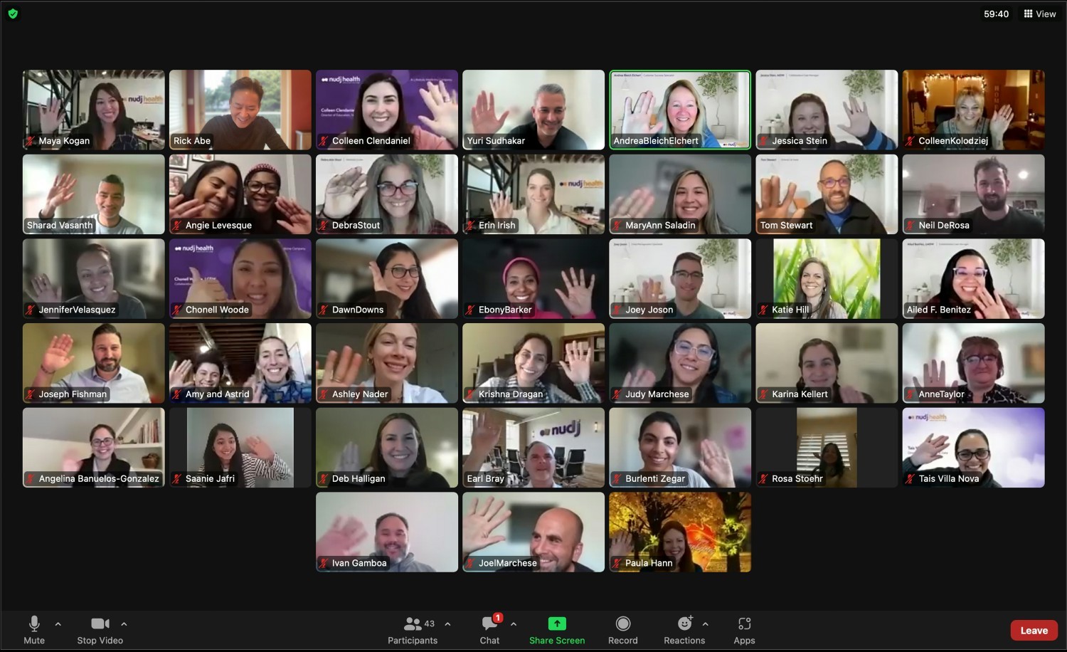 Since we are a fully remote company with employees all across the country, our company meetings are virtual via Zoom.